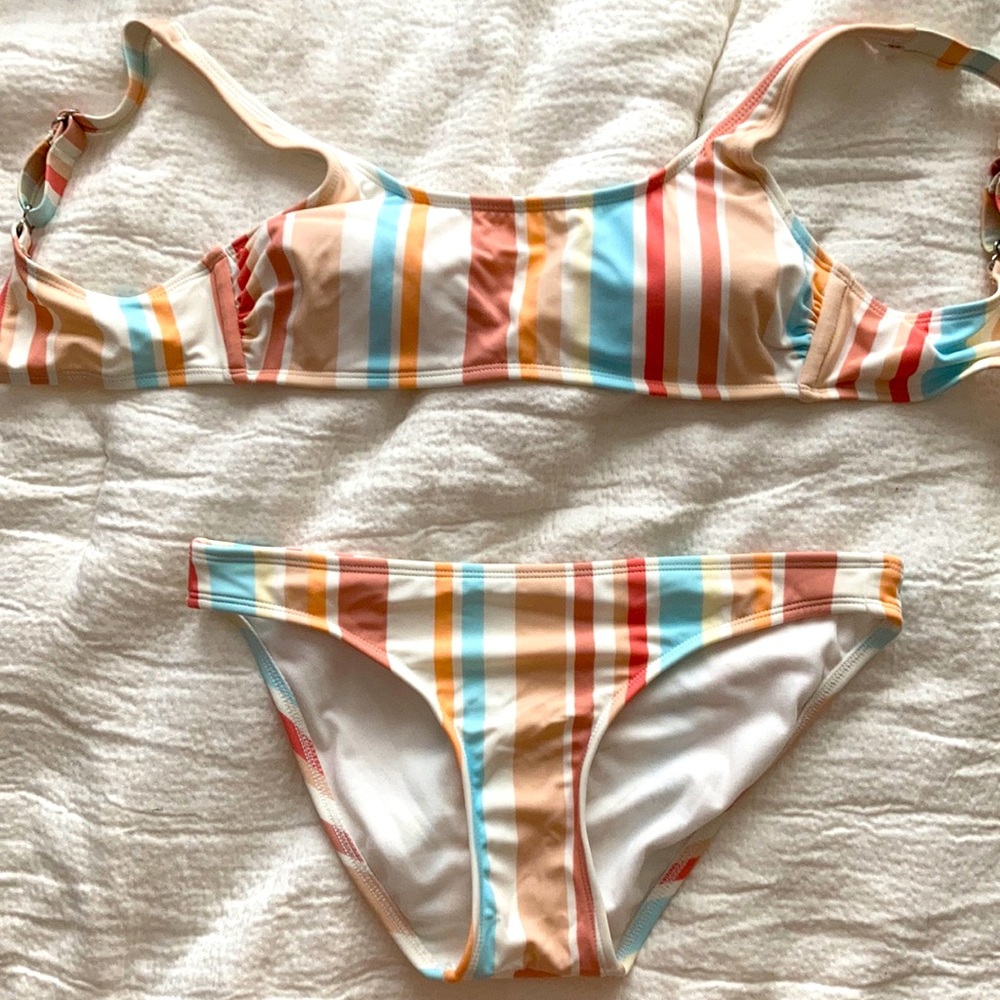 Xhiliration Striped Bikini